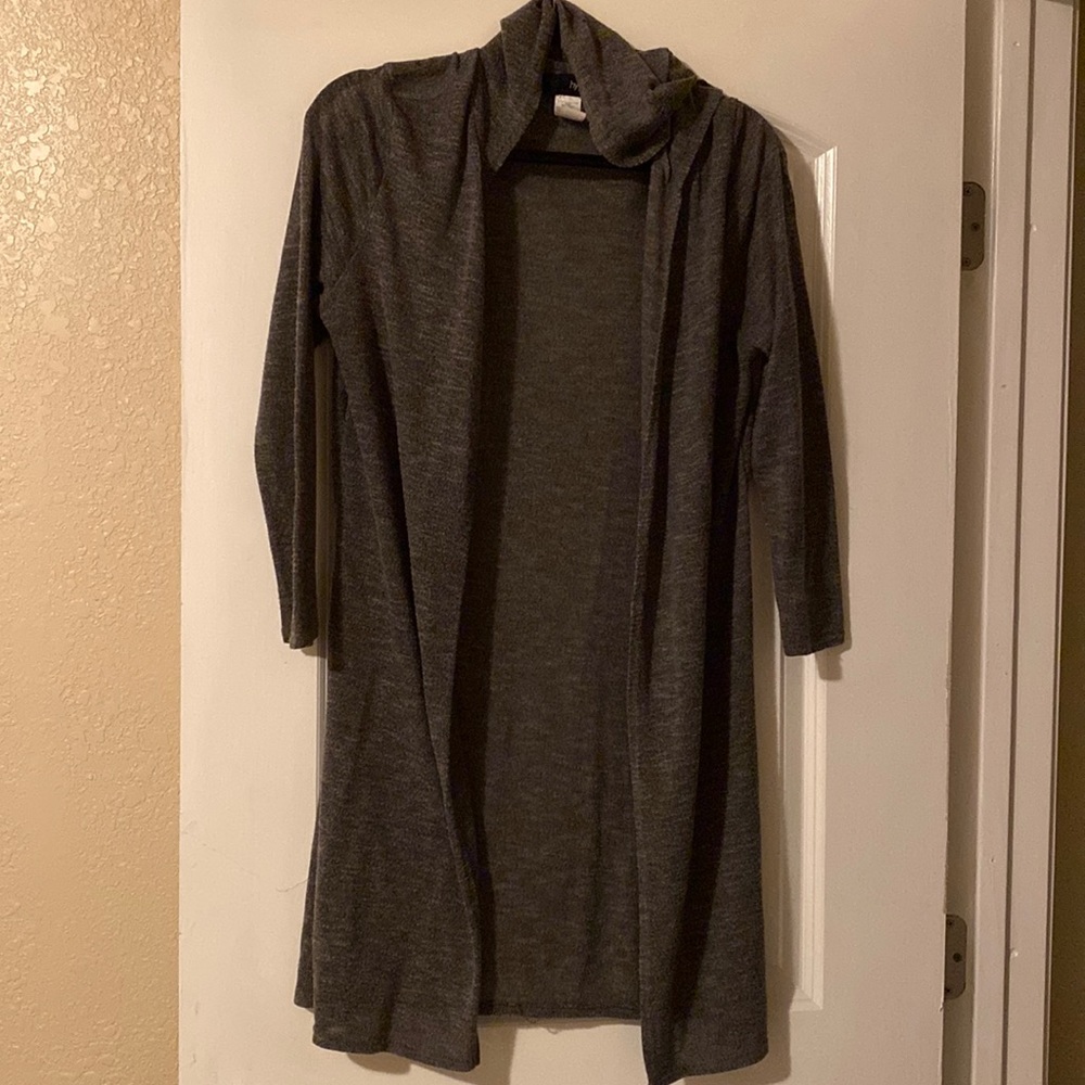 Hooded silver duster sweater